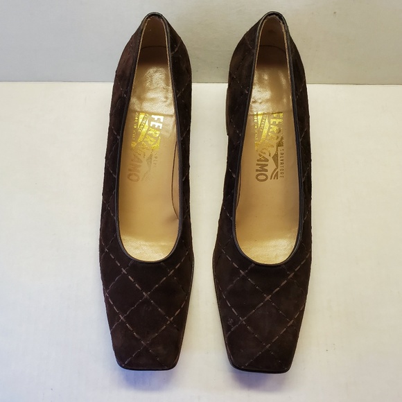 Salvatore Ferragamo Brown Quilted Suede Slip On - Picture 3 of 8